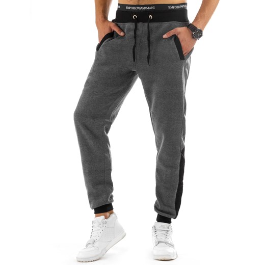 Spodnie męskie dresowe baggy antracytowe (ux0721) szary  XL DSTREET