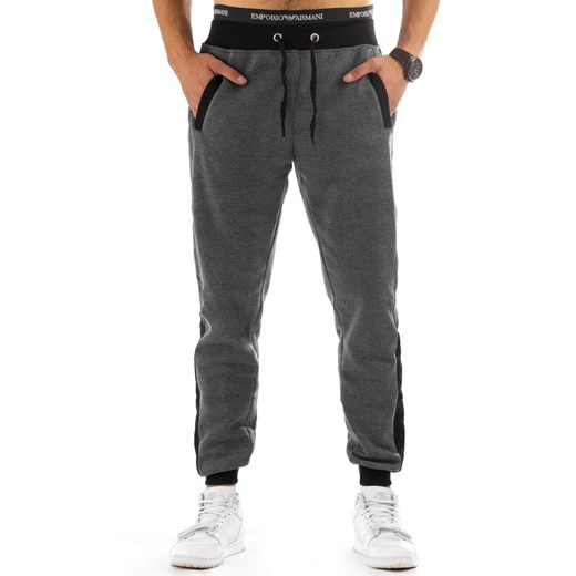 Spodnie męskie dresowe baggy antracytowe (ux0721) szary  XXL DSTREET