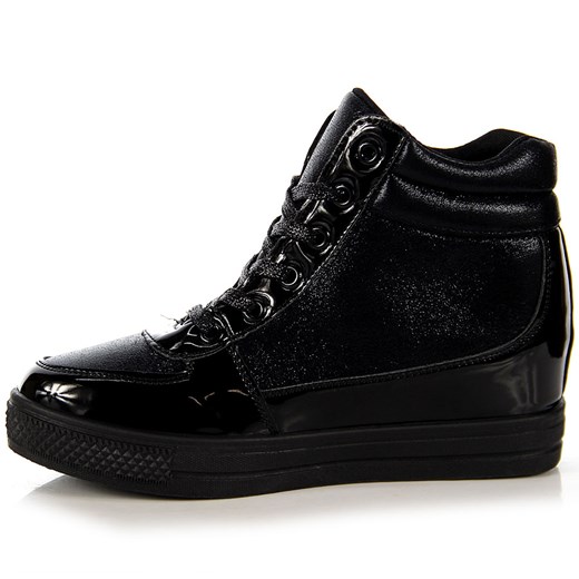 Czarne sneakersy połyskujące chanelki na koturnie N.E.W.S. czarny N.e.w.s. 41 promocyjna cena ButyRaj.pl