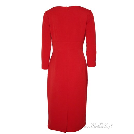 Sukienka koktajlowa Rika II, czerwona kreacja z kokardą. modbis  sukienka