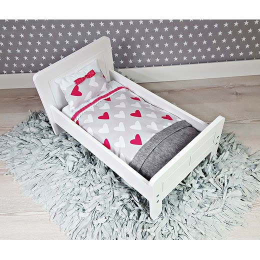 Duże łóżeczko dla lalek + 4 częściowy komplet pościeli