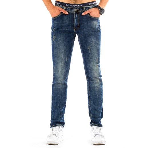 Spodnie jeansowe męskie niebieskie (ux0697) Jeans szary s31 DSTREET