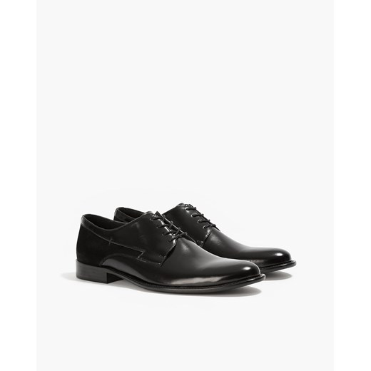 Czarne buty typu oxford z łączonych materiałów 7609-914