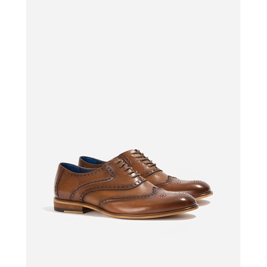 Brązowe buty typu oxford ze zdobieniami brogue 7586-911