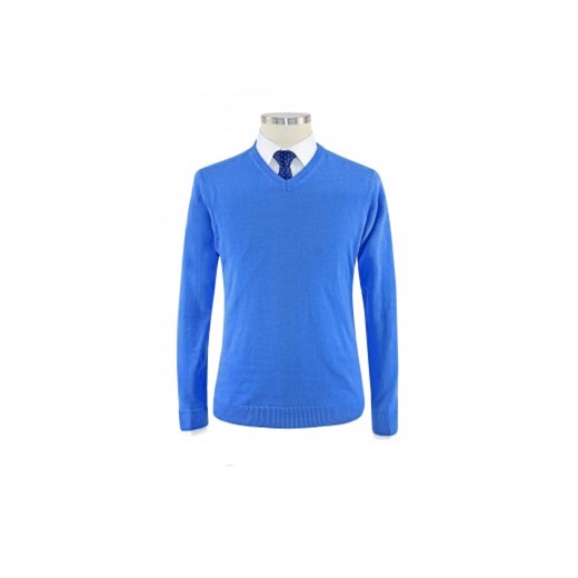 Błękitny sweter męski typu V-Neck