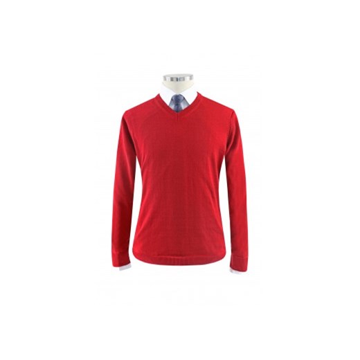 Czerwony sweter męski typu V-Neck