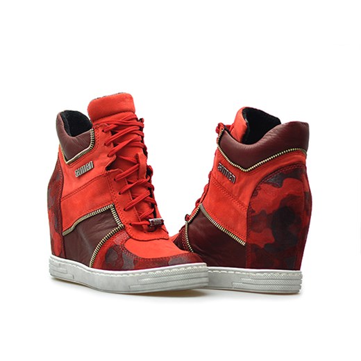 Sneakersy Simen 0384 Czerwone/bordowe lico + nubuk czerwony Simen  Arturo-obuwie