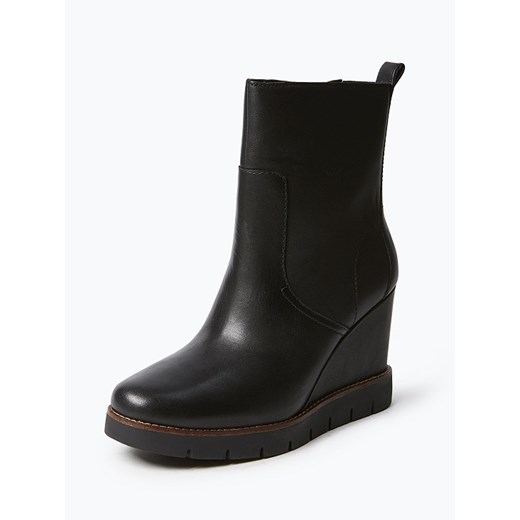 Tommy Hilfiger - Skórzane botki damskie na koturnie – Petra 1A, czarny czarny Tommy Hilfiger 36,37,38,39,40 vangraaf