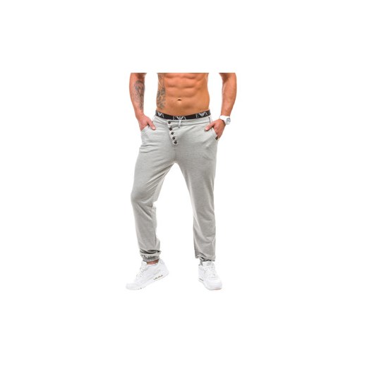 Szare spodnie dresowe męskie Denley 1024