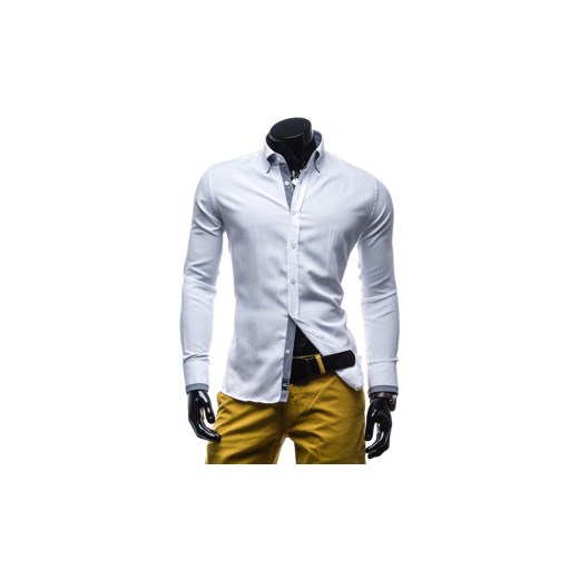 Biała koszula męska elegancka z długim rękawem Denley 2119