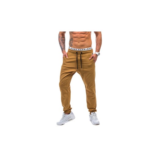 Camelowe spodnie joggery męskie Denley 0449