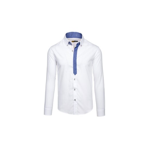 Biała koszula męska elegancka z długim rękawem Bolf 3725