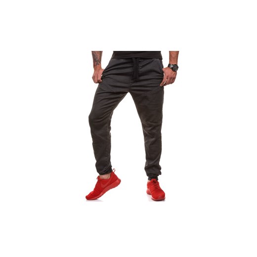 Czarne spodnie joggery męskie Denley 4014-1