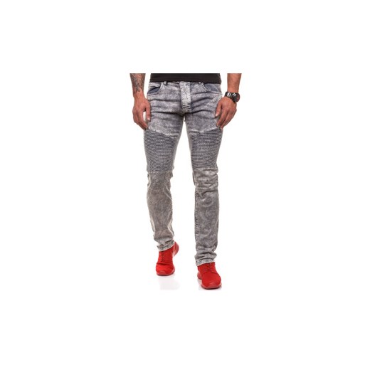 Szare spodnie jeansowe męskie Denley 4155-1