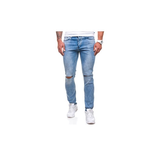 Błękitne spodnie jeansowe męskie Denley 272