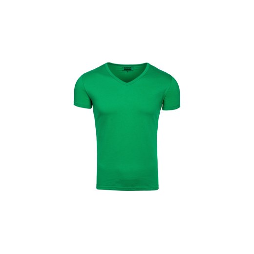 Zielona koszulka męska bez nadruku w serek Denley AK888