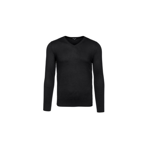 Czarny sweter męski w serek Denley 6005