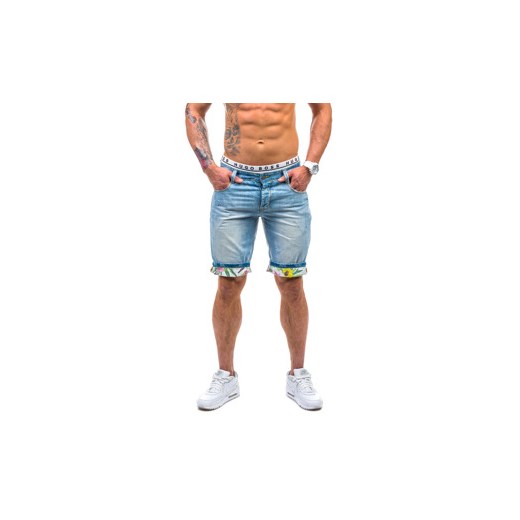 Błękitne krótkie spodenki jeansowe męskie Denley 2333