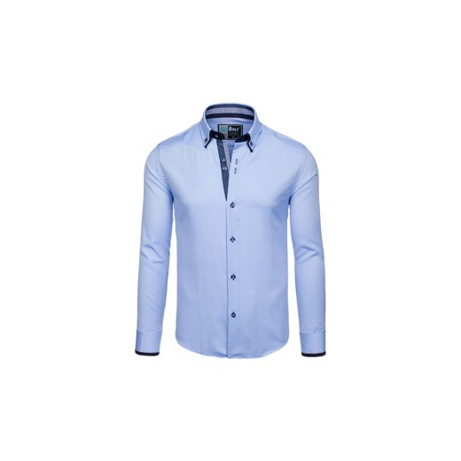 Błękitna koszula męska elegancka z długim rękawem Bolf 5805