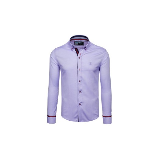 Fioletowa koszula męska elegancka z długim rękawem Bolf 5801