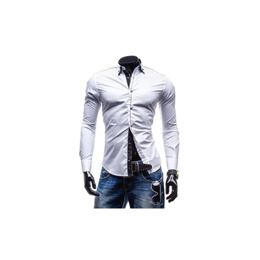 Biała koszula męska elegancka z długim rękawem Denley 4797