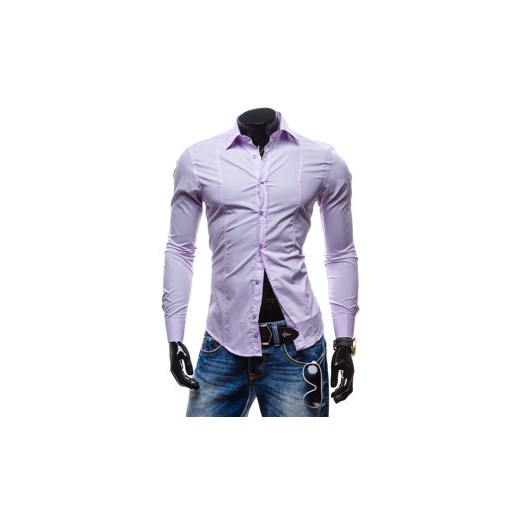 Fioletowa koszula męska elegancka z długim rękawem Denley 4705
