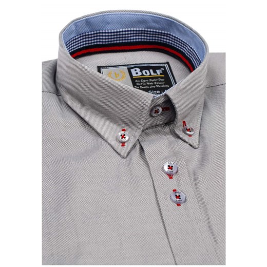 Koszula męska elegancka z długim rękawem szara Bolf 5801