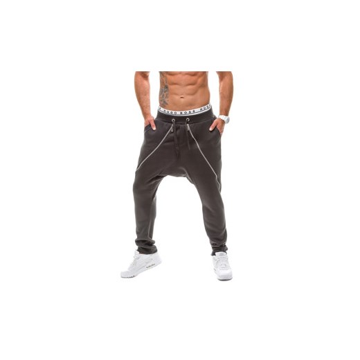 Czarne spodnie baggy męskie Denley K01