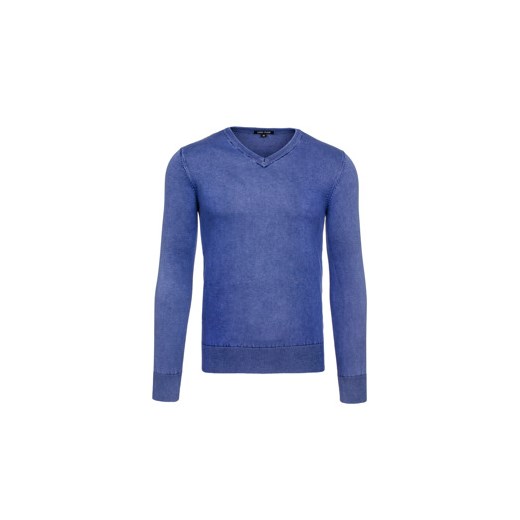 Niebieski sweter męski w serek Denley 6029