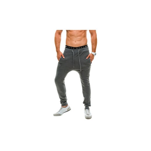 Antracytowe spodnie dresowe baggy męskie Denley 091