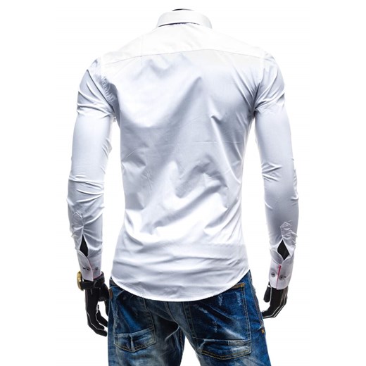 Biała koszula męska elegancka z długim rękawem Bolf 4792