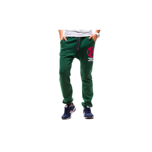 Zielone spodnie dresowe baggy męskie Denley NB809