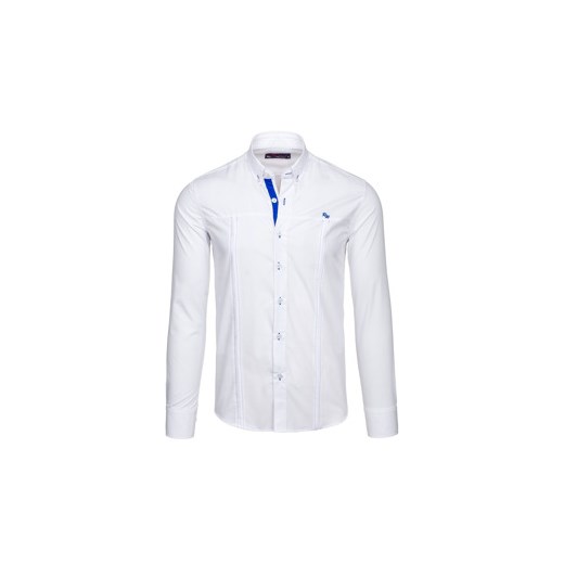 Biała koszula męska elegancka z długim rękawem Denley 8031