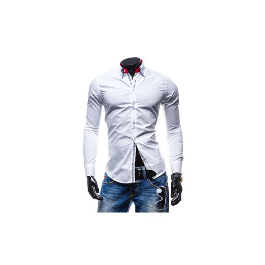 Biała koszula męska elegancka z długim rękawem Denley 4792