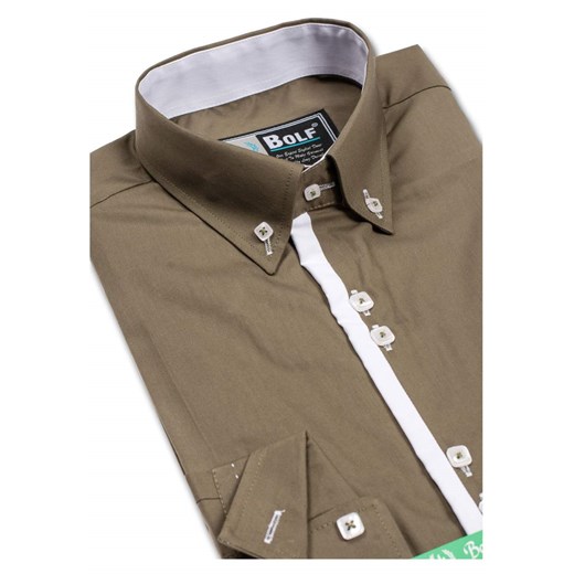 Zielona koszula męska elegancka z długim rękawem Bolf 5797