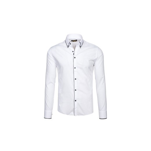 Biała koszula męska elegancka z długim rękawem Bolf 6879