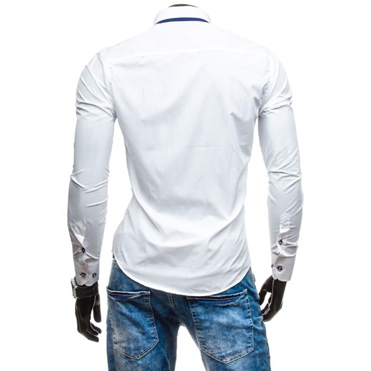 Biała koszula męska elegancka z długim rękawem Bolf 5818