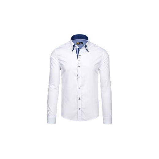 Biała koszula męska elegancka z długim rękawem Bolf 4706