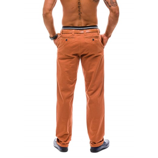 Pomarańczowe spodnie chinosy męskie Denley 6186
