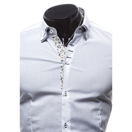 Biała koszula męska elegancka z długim rękawem Denley 7180