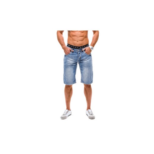 Błękitne krótkie spodenki jeansowe męskie Denley 1059