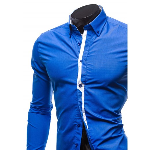 Niebiesko-biała koszula męska elegancka z długim rękawem Denley 5745