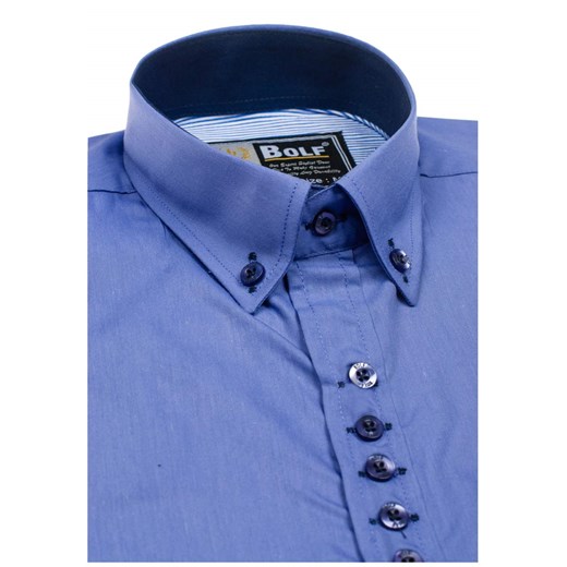 Niebieska koszula męska elegancka z długim rękawem Bolf 5787