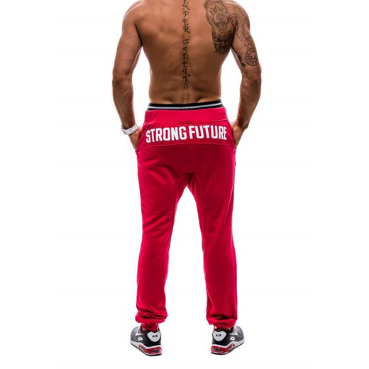 Czerwone spodnie dresowe męskie Denley NB815-1