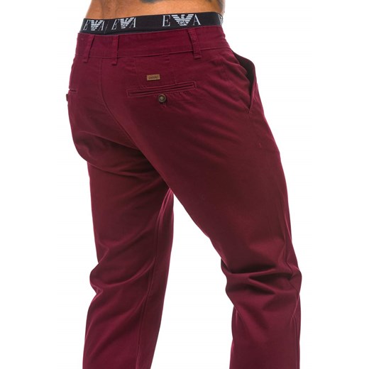 Bordowe spodnie chinosy męskie Denley 570