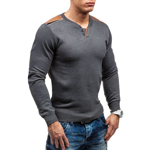 Szary sweter męski w serek Denley 6032