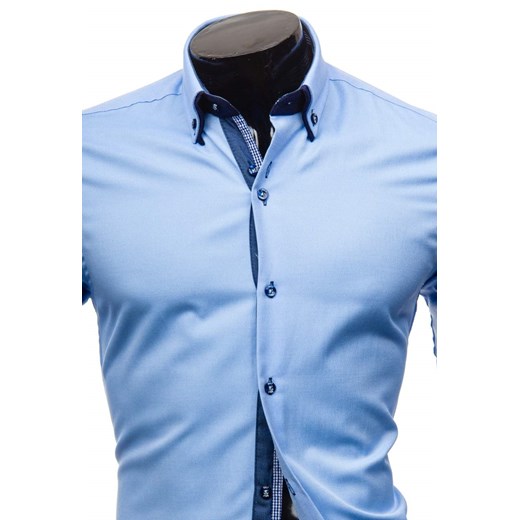 Błękitna koszula męska elegancka z długim rękawem Bolf 5805