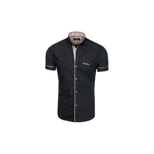 Koszula męska elegancka z krótkim rękawem czarna Bolf 5509-1