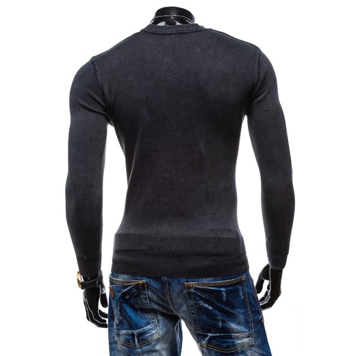 Czarny sweter męski w serek Denley B916