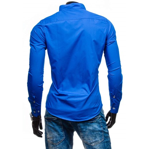 Kobaltowa koszula męska z długim rękawem Bolf 5720-1